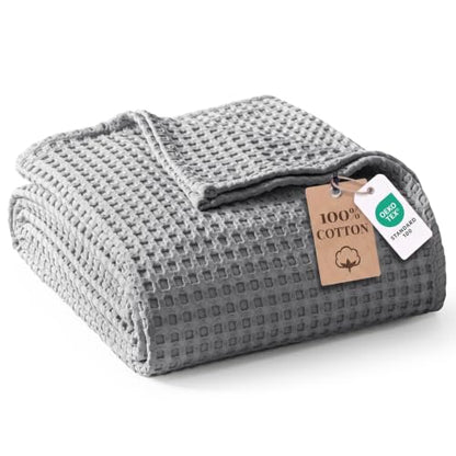 Exclusivo Mezcla 100% Cotton Throw Blanket for Couch, Light Grey - color: Light Grey, size: Throw (50" x 60")