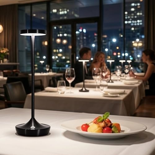 Cordless LED Table Lamps, Rechargeable 6000mAh, 72H Runtime, Waterproof - color: Black
