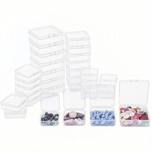 LJY 32 Clear Square Plastic Boxes, 4 Sizes for Hardware - color: Transparent, size: Mixed Sizes (2.1-3.3 inch)