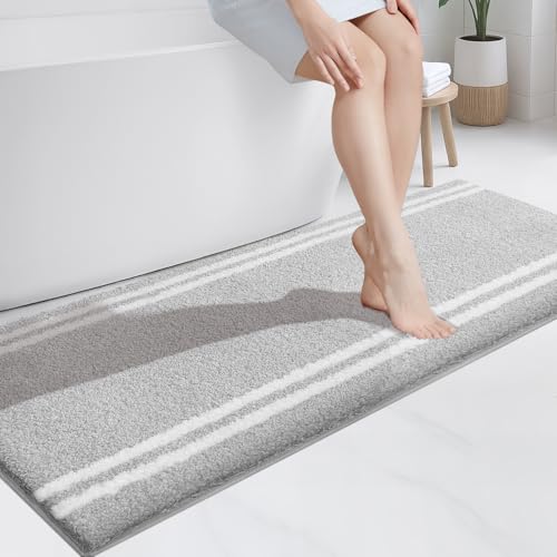 PURRUGS Bathroom Runner Rug, Bath Mat, 24" x 60", Light Grey - color: Light Grey, size: 24" X 60"