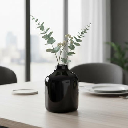 Sunddo Black Ceramic Vase, 5 Inch - color: Black, size: 5 inch