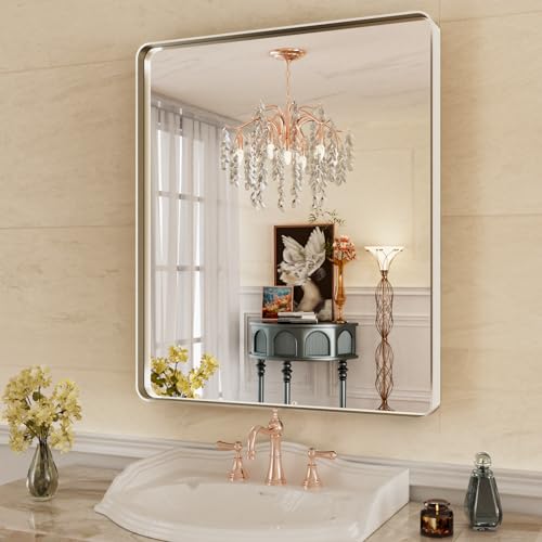 WEER Bathroom Vanity Mirror Brushed Nickel 36X30 Inch - color: Brushed Nickel, size: 36"L x 30"W