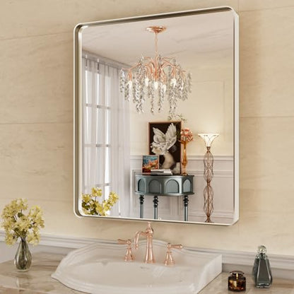 WEER Bathroom Vanity Mirror Brushed Nickel 36X30 Inch - color: Brushed Nickel, size: 36"L x 30"W