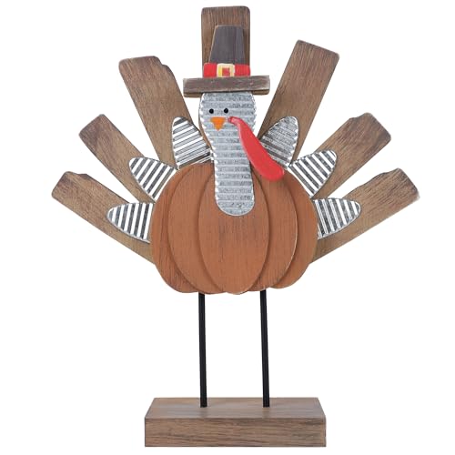 Zcaukya Thanksgiving Turkey Decoration, Wooden Indoor Standing Tabletop Turkey Decor for Home Office Bedroom Kitchen Thanksgiving Harvest Day Decorations - size: style 1