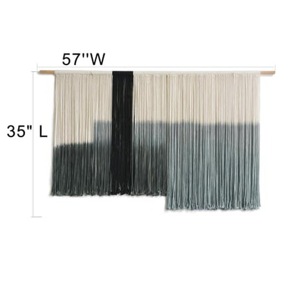 Macrame Wall Hanging Grey Dip Dye Large Boho Fiber Wall Art Decor 57"W*35"L - color: Grey