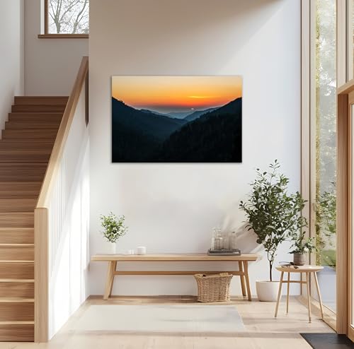 Tennessee Wall art Nature Landscape Great Smoky Mountains Canvas Pictures Forest Prints Office Wall Decor Scenery Photograph Artwork Framed for Bedroom living room (16" L x 24" W) - color: YZ-NAPARK-07, size: 16"L x 24"W
