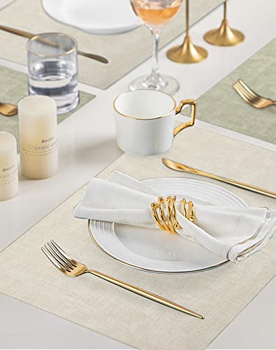 SUEH DESIGN Leather Placemats Table Mats Set of 6, Light Green & Beige - color: A: Light Green & Beige