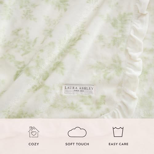 Laura Ashley - Soft Throw Blanket, Lightweight, for Bed & Couch, 50 x 70 - color: Annalise Green