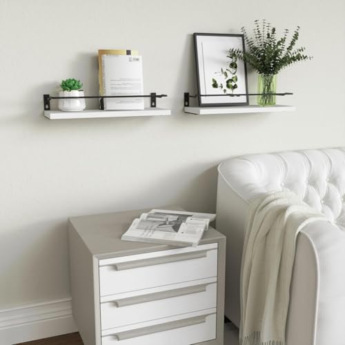 RICHER HOUSE Floating Shelves Bathroom, Small Wall Shelf Over Toilet 2 Set - color: White
