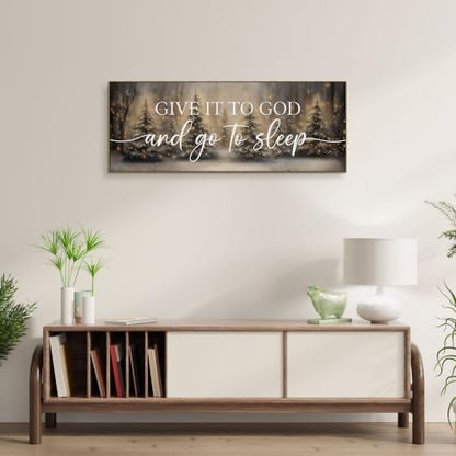 TLESKE Christmas Give It to God and Go to Sleep Sign Large Wall Art 15x40 - color: sleep-C