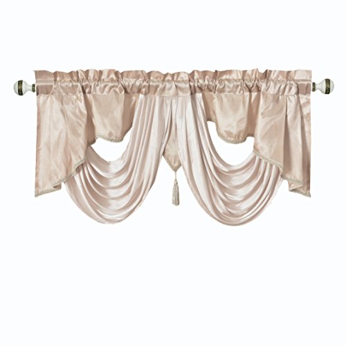 GOHD Valarie Fancy Window Valance. 54 x 18. Taffeta Fabric with Soft Satin Swag. Add Some Royal luxruy Accent to Your Home. (Coffee) - color: Coffee, size: 54"W x 18"L (Pack of 1)
