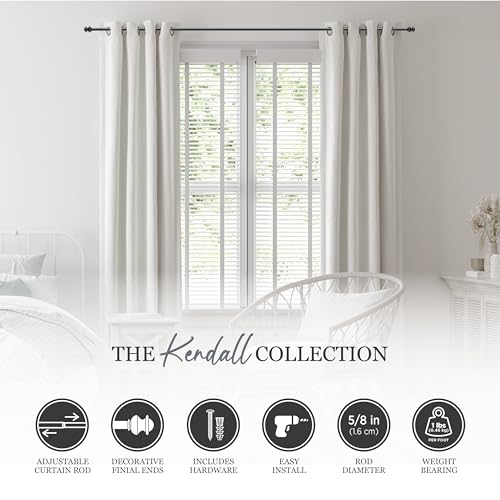 Kenney Kendall Knob Window Curtain Rod, Adjustable Curtain Rod for Windows 48 to 86 Inches, Extendable Curtain Rod Set, Antique Rust Brown Curtain Rod - color: Antique Rust, size: 48-86"