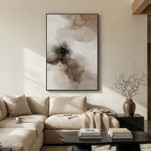 Extra Large Framed Brown Beige Abstract Wall Art for Living Room, 40x60 In - color: Brown B, size: 60"L x 40"W
