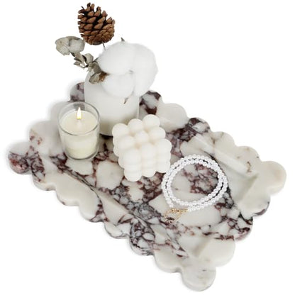 100% Marble Vanity Tray for Bathroom Counter, Kitchen, Coffee 11.8" - color: Calacatta Viola