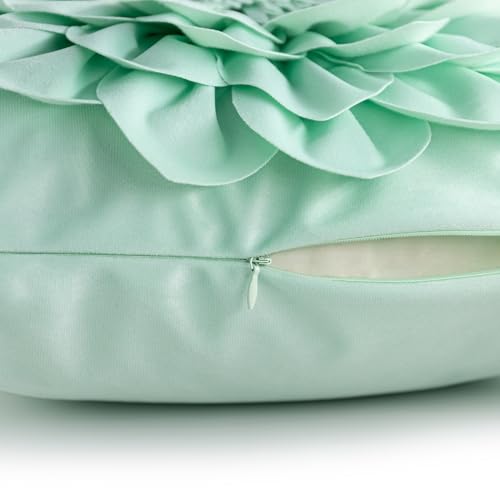 OiseauVoler Decorative 3D Flower Throw Pillow Covers 18x18 Inch - color: Mint