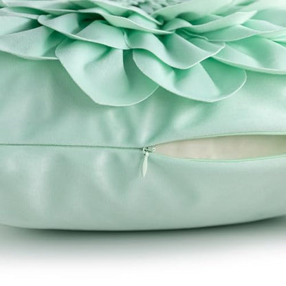 OiseauVoler Decorative 3D Flower Throw Pillow Covers 18x18 Inch - color: Mint