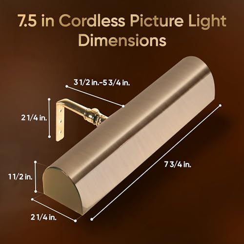 Concepdesigns Picture Light, Battery Operated Picture Light, Dimmable Wireless Picture Lights for Wall, Art Light, Library Light - 7.75 inches, Antique Brushed Bronze - color: Antique Brushed Bronze, size: 7.75 inch