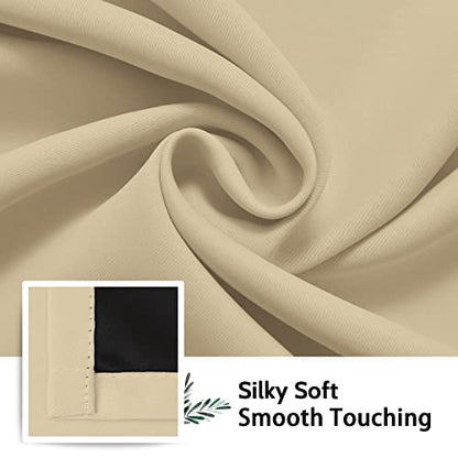 SimpleHome Beige 100% Blackout Curtains Room Darkening Living Room 63 Inch - color: Beige, size: 38"W x 63"L (Pack of 2)
