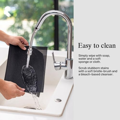 Placemats Set of 4 - Easy Clean Woven Vinyl Placemats for Dining Table, Indoor/Outdoor Place Mats, Washable PVC Table Mats（Black） - color: A-black