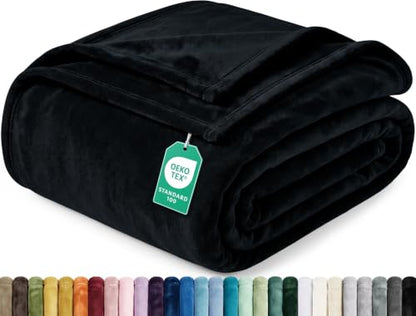 Soft Fleece Blanket for Bed Queen Size Black (90x90 Inch) - color: Black, size: Queen (90x90 Inch)