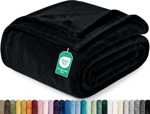 Soft Fleece Blanket for Bed Twin Size Black (60x80 Inch) - color: Black, size: Twin (60x80 Inch)