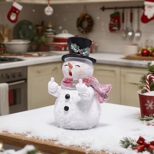 Hodao Christmas Snowman Figurine Decoration, Funny Winter Finger Statue - color: White-1