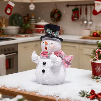 Hodao Christmas Snowman Figurine Decoration, Funny Winter Finger Statue - color: White-1