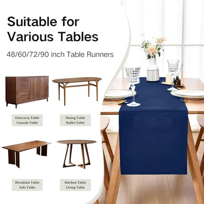 Farmhouse Navy Blue Table Runner Dining Table Runners 90 Inches Long Coffee Table Runner for Dresser Living Room Bedroom Holiday Party Banquet 12X90 Inch - size: 12X90 Inch