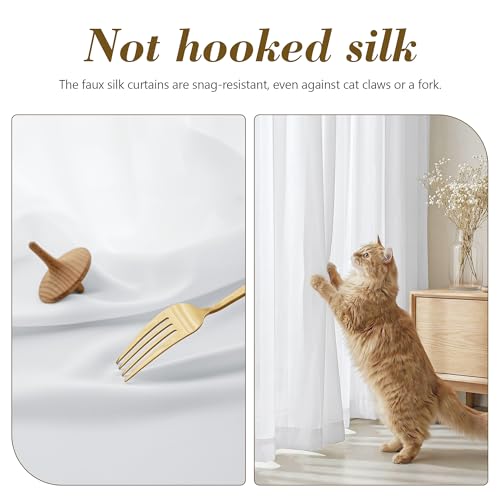 FMFUNCTEX White Sheer Curtains, 96 Inch, Rod Pocket, 2 Panels for Bedroom - color: White, size: 52"W x 96"L (Pack of 2)