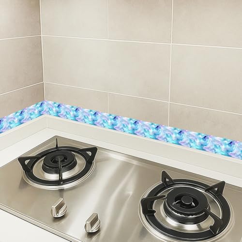HOMETITUTE Peel and Stick Wallpaper Border 4x196in Watercolor Pattern - color: Blue purple texture