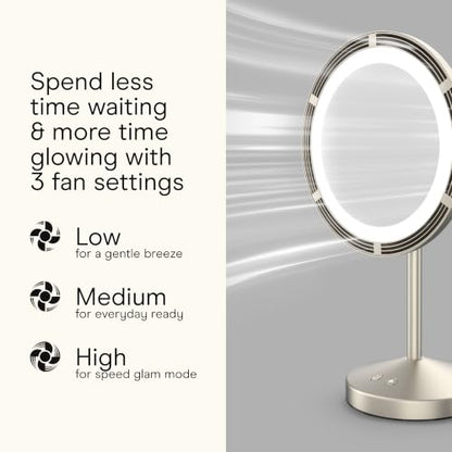 Conair Vanity Mirror with Lights, Adjustable Fan & Brightness, Round - color: Silver