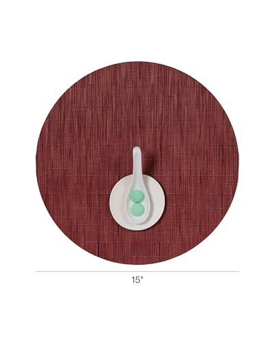 Chilewich Bamboo Placemats Set of 4, Round Woven Placemats - color: Cranberry, size: 15" Round