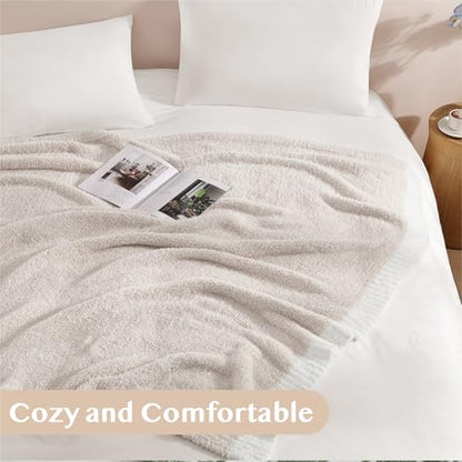 WRENSONGE Soft Throw Blanket for Couch-Cozy Reversible Knitted Blankets - color: Aesthetic Taupe, size: Throw (50"x 60")