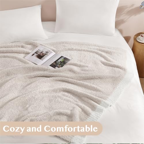 WRENSONGE Soft Twin Blanket for Bed-Cozy Warm Reversible Knitted Blankets - color: Aesthetic Taupe, size: Twin(60"x80")