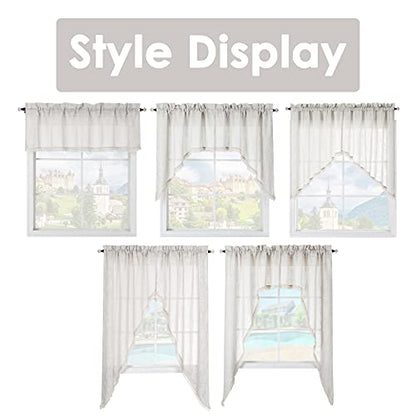 Beda Home Tassel Linen Textured Swag Curtain Valance, White, 36 x 63 in - color: White, size: 36"W x 63"L (Pack of 2)