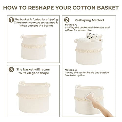 CherryNow 45L Woven Rope Baby Basket with Tassel, 16" x 13", Off-White - color: Off-white, size: 40L (16"W x 13"H)