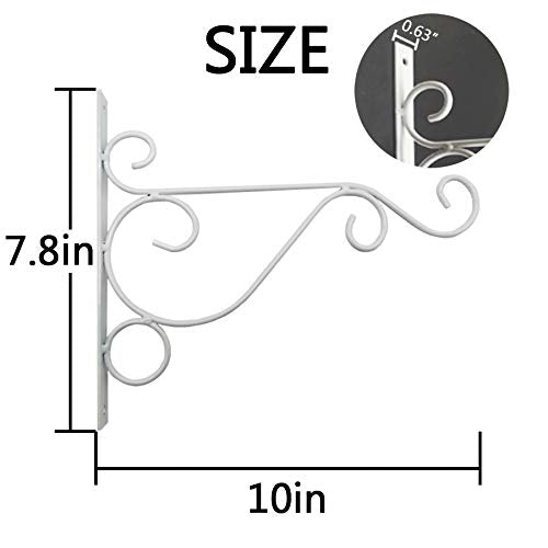 TIHOOD 4PCS Metal Plant Bracket Iron Wall Mount Lanterns Hangers for Hanging Bird Feeders, Lanterns, Wind Chimes, Planters, Outdoor Decoration Hooks (White) - color: White