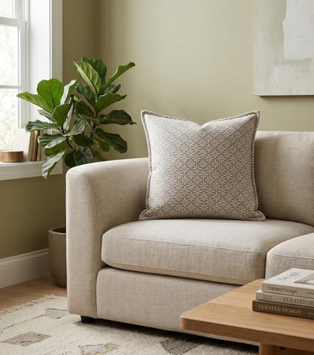 SanVia Designer Cotton Throw Pillow Covers 20x20 for Nooks, Beds & Sofas - color: Taupe Geo, size: 20" x 20" (Pack of 1)