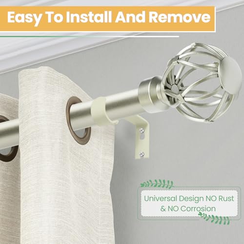 Nickel Curtain Rod 28 to 48 Inch, Heavy Duty Drapery Pole Iron Cage - color: Nickel, size: 18-64"