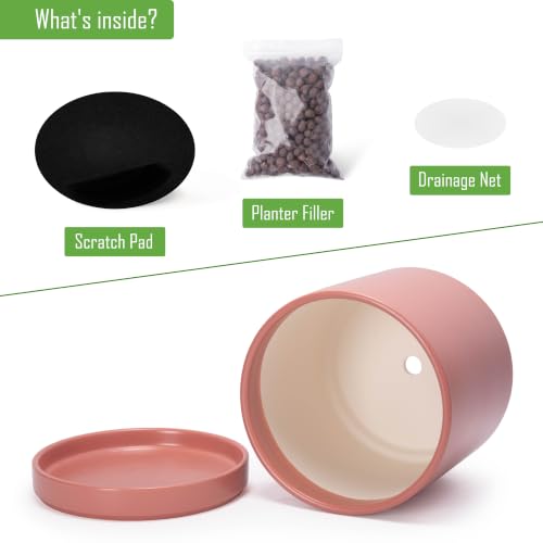 D'vine Dev 10 Inch Ceramic Planter Pot, Dusty Rose, 94-O-E-R - color: Dusty Rose, size: Large