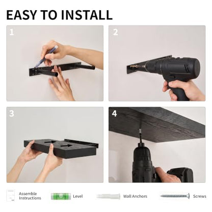 Small Black Floating Shelves for Wall, 12 Inch, Set of 2, Bathroom - color: Black, size: 11.8''