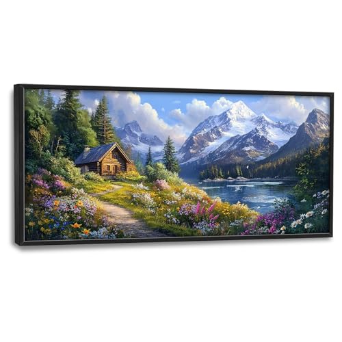 Trulave Large Mountain Nature Wall Art Decor for Living Room 60''x30'' | Landscape Canvas Wall Decor Nature Pictures Framed Painting Landscape Tree Artwork for Bedroom Office - color: Mountain, size: 60"L x 30"W