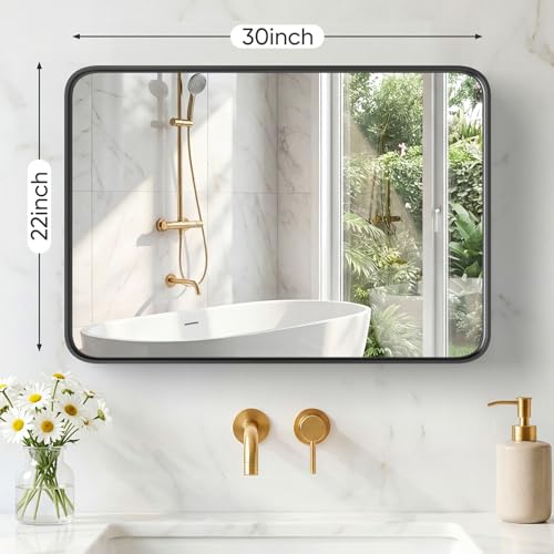 Sweetcrispy Bathroom Mirror 30.5x22.5 Inch, Vanity Mirror for Wall - color: Black, size: 30"L x 22"W