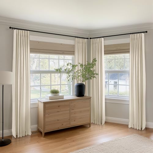 100% Blackout Shield Linen Textured Total Blackout Curtains 84 Inches Long - color: Alba | Butter Cream, size: 50"W x 84"L (Pack of 2)