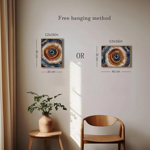 BingruiArt Faux Wood Tree Ring 05 Canvas Wall Art 12x16 Framed - color: Tree Ring - 05, size: 16"L x 12"W