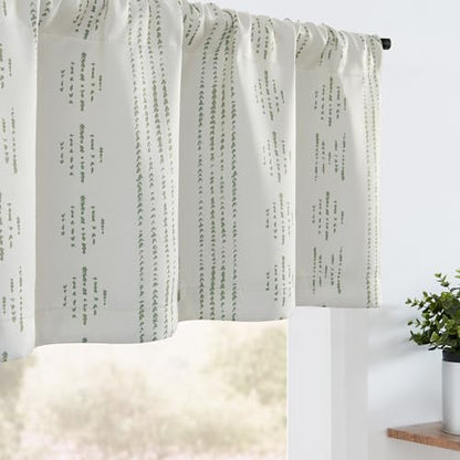 jinchan Striped Window Valance 16 Inch Modern Boho 1 Panel Green on Beige - color: Boho| Green on Beige, size: 52"W x 16"L (Pack of 1)
