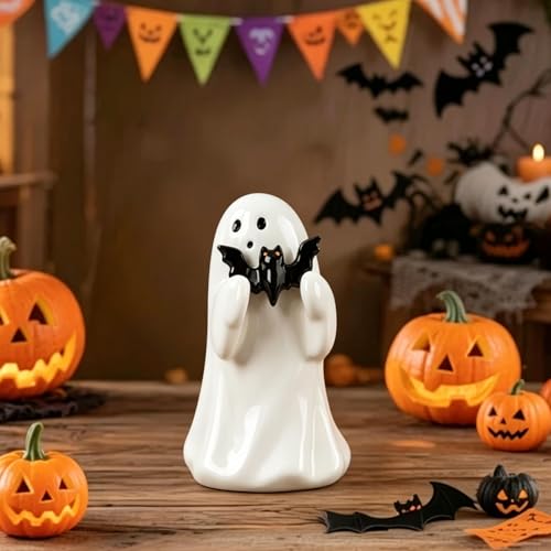Halloween Ghost Figurine with Holding Bat Ghost Statue - color: Styl 4