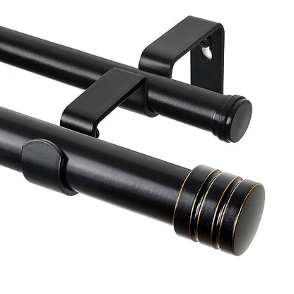 TONIAL 1 Inch Double Curtain Rods for Windows 48 to 84 Inch, Black - color: Black, size: 32-86”