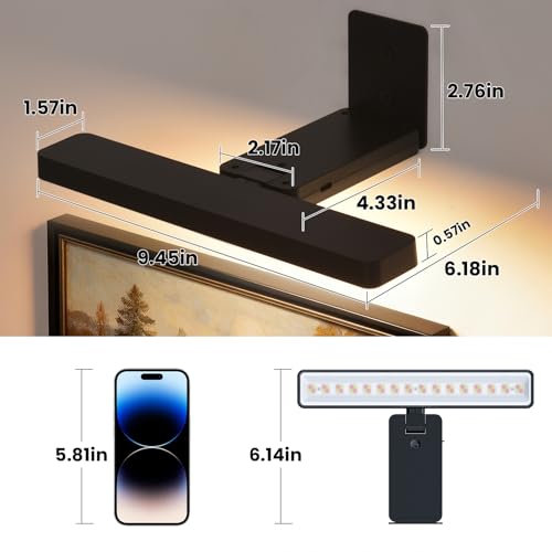 Picture Lights for Wall Battery Operated, 2 Pack Black 3CCT Dimmable Light - color: Black-3CCT