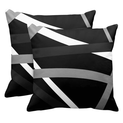 Emvency Throw Pillow Covers Set of 2, 18 x 18 Inch, Stripes Modern Retro - color: Black and Grey 4, size: 18" x 18" (Pack of 2)